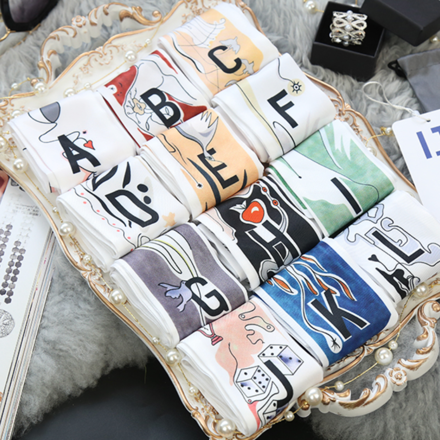 Personalized Initial Ribbon Scarf – Luxury Bag Handle Access