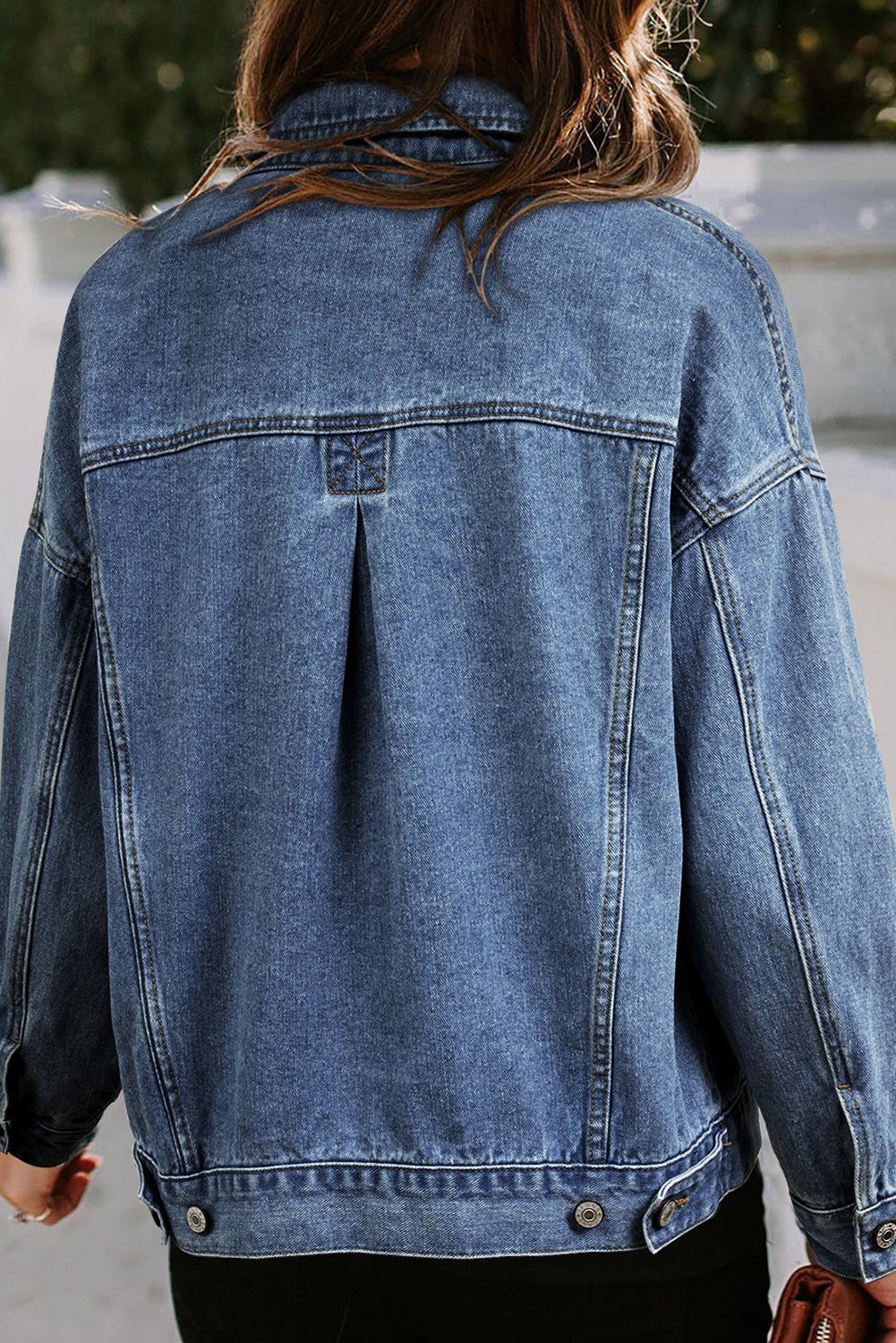 AVAILABLE ONLINE ONLY Dark Blue Washed Oversize Pocketed Denim Jacket