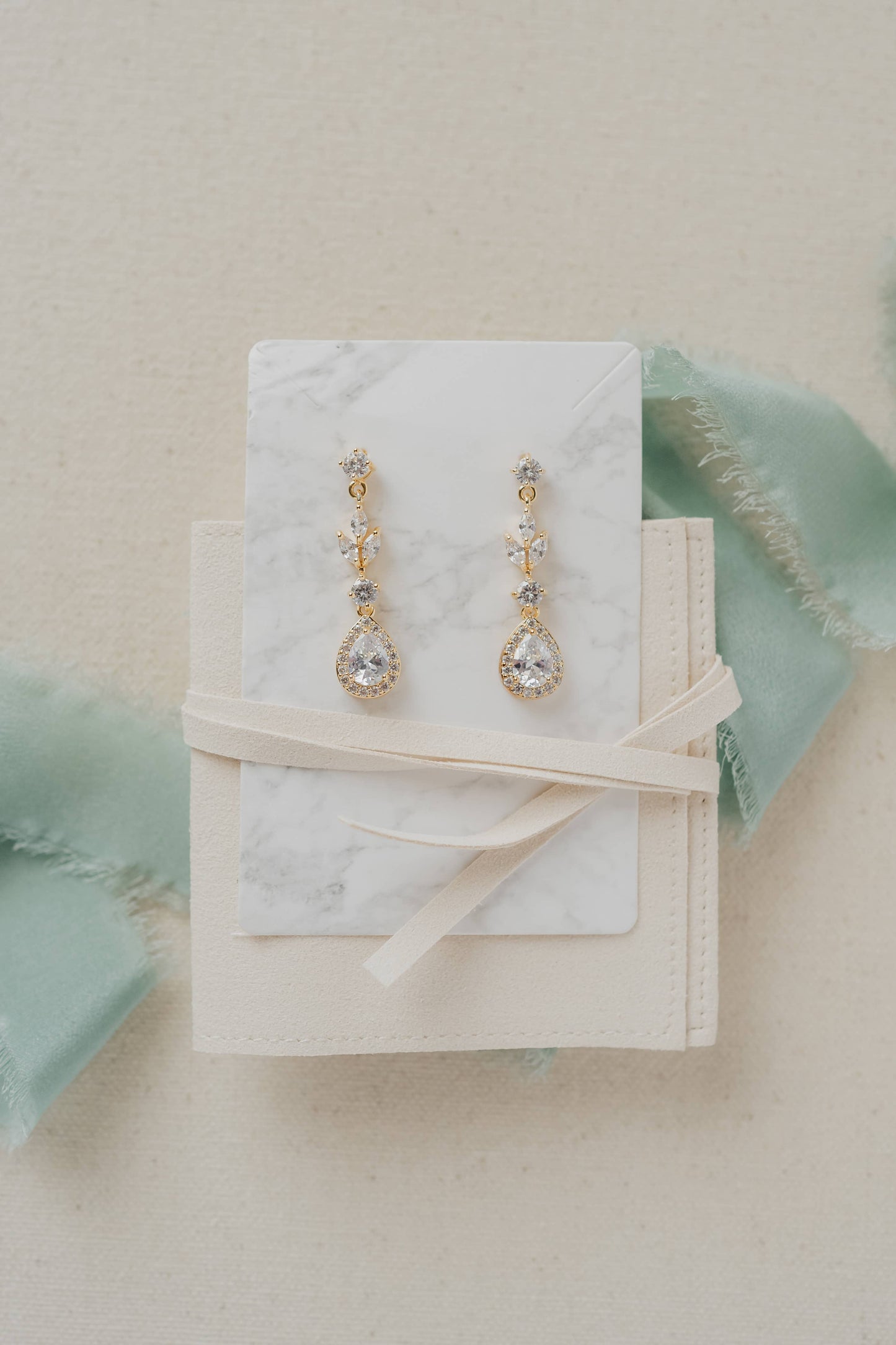 IN STORE ONLY Gold Bridal Swarovski Crystal Drop Earrings