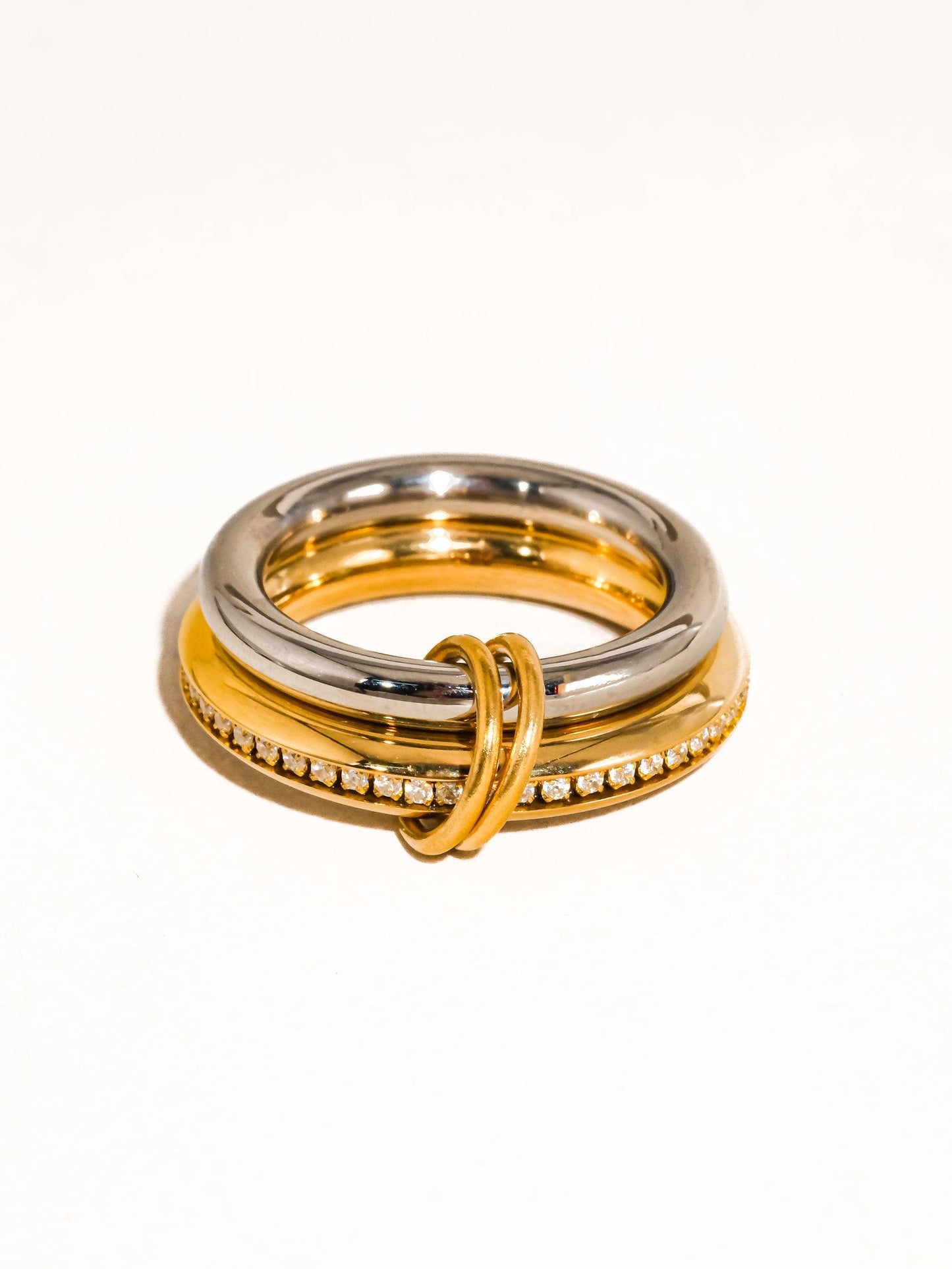 Ring 18K Gold Non-Tarnish Multi Stack CZ Band Ring