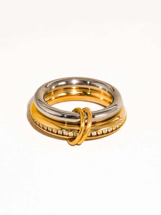 Ring 18K Gold Non-Tarnish Multi Stack CZ Band Ring
