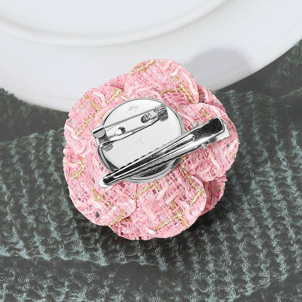 Enamel Flower Number Five Tweed Pin Brooch / Hair Clip
