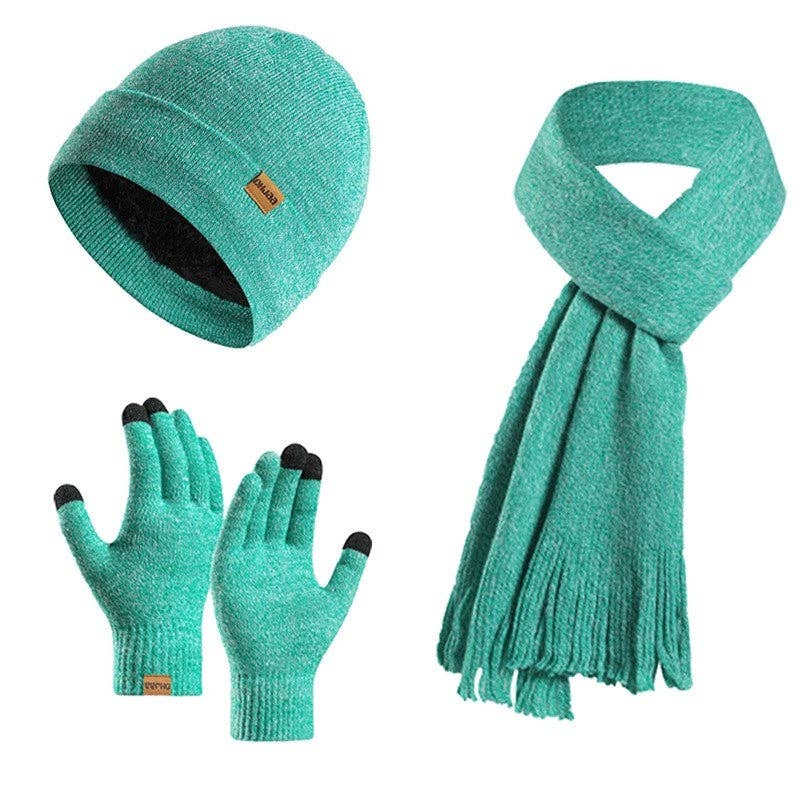 Knit Hat Scarf Gloves Set