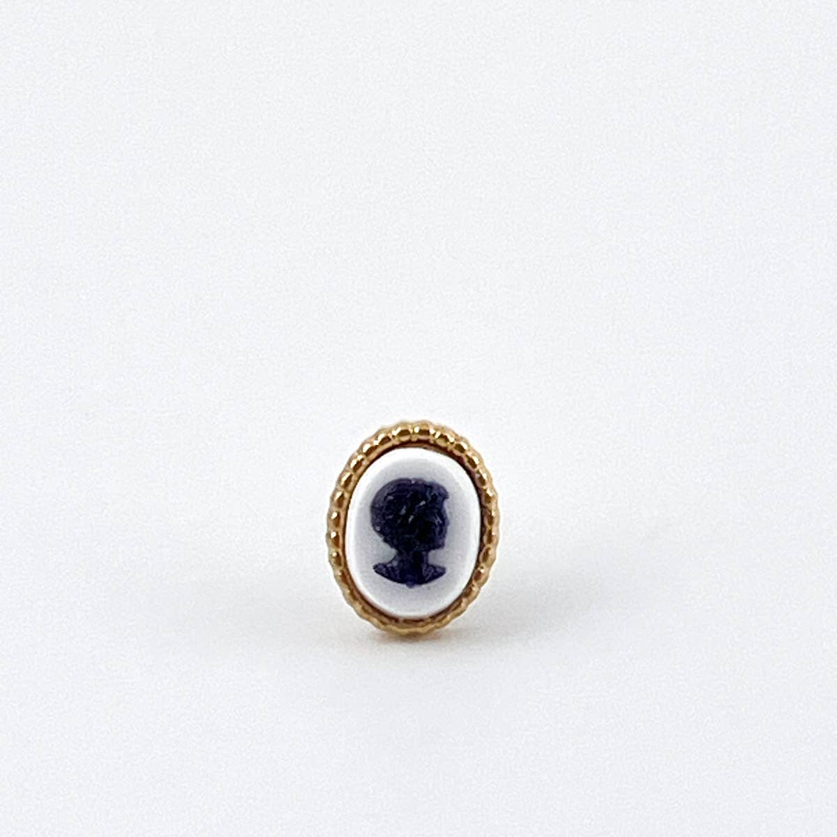 True Vintage Series | Petite Tiny Cameo Stud Earrings, Gold