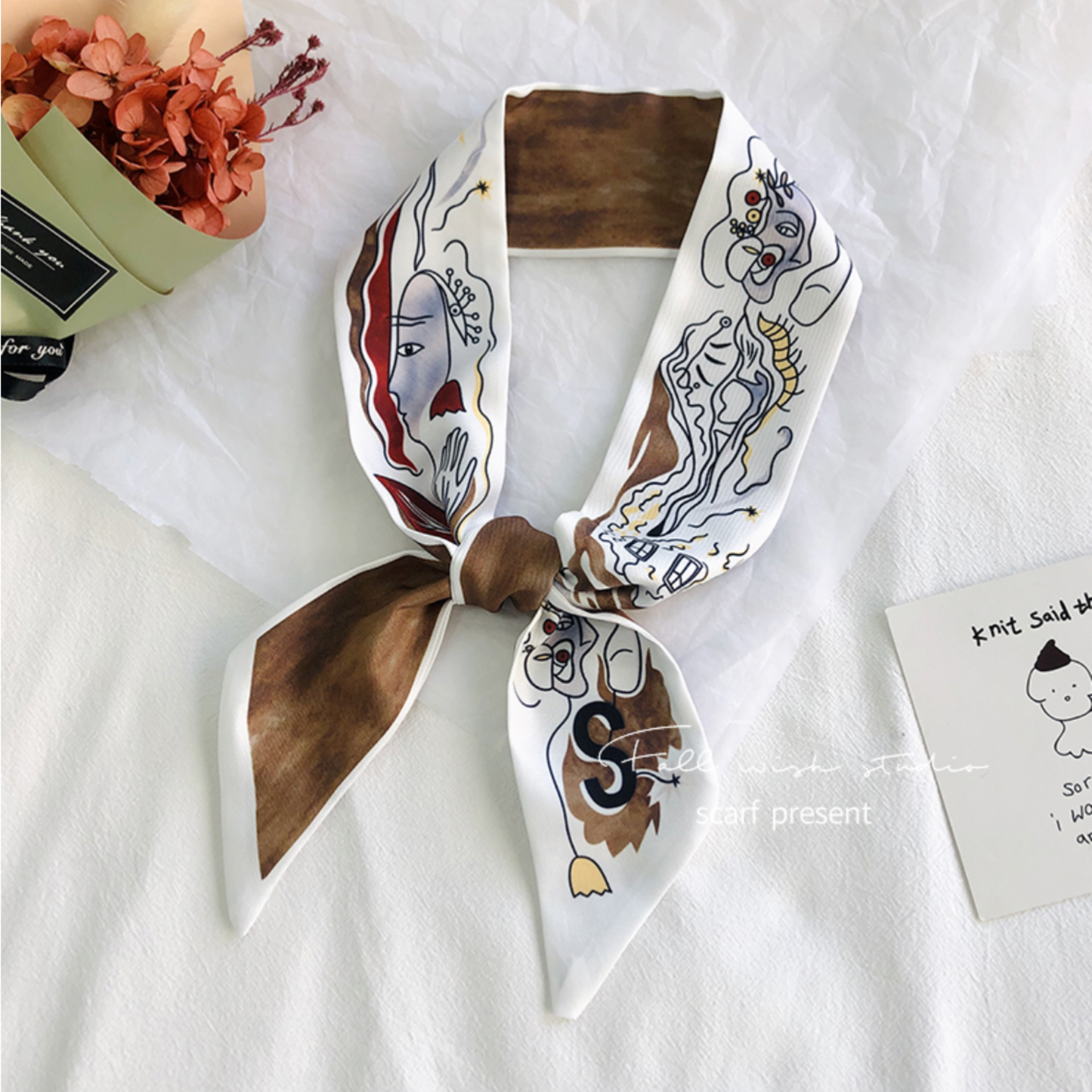Personalized Initial Ribbon Scarf – Luxury Bag Handle Access