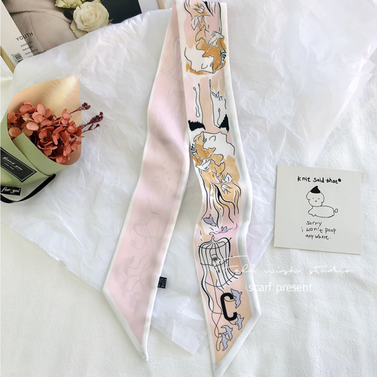 Personalized Initial Ribbon Scarf – Luxury Bag Handle Access