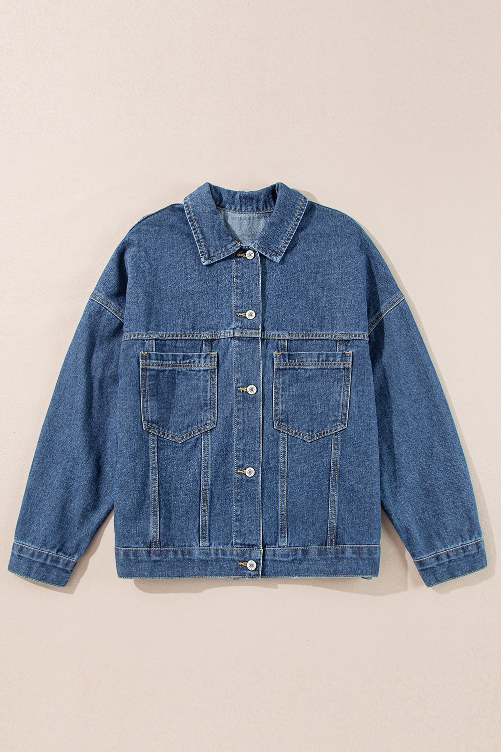 AVAILABLE ONLINE ONLY Dark Blue Washed Oversize Pocketed Denim Jacket