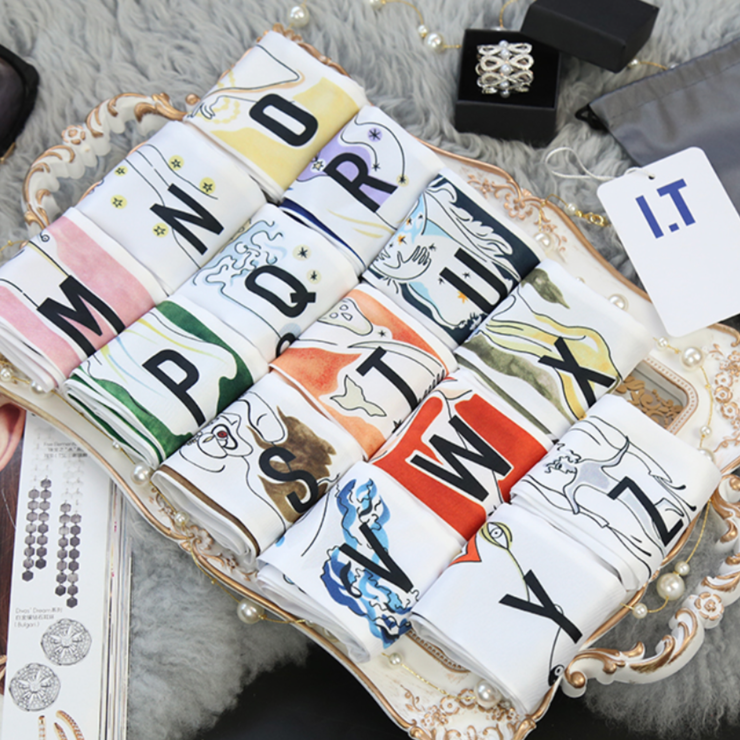 Personalized Initial Ribbon Scarf – Luxury Bag Handle Access