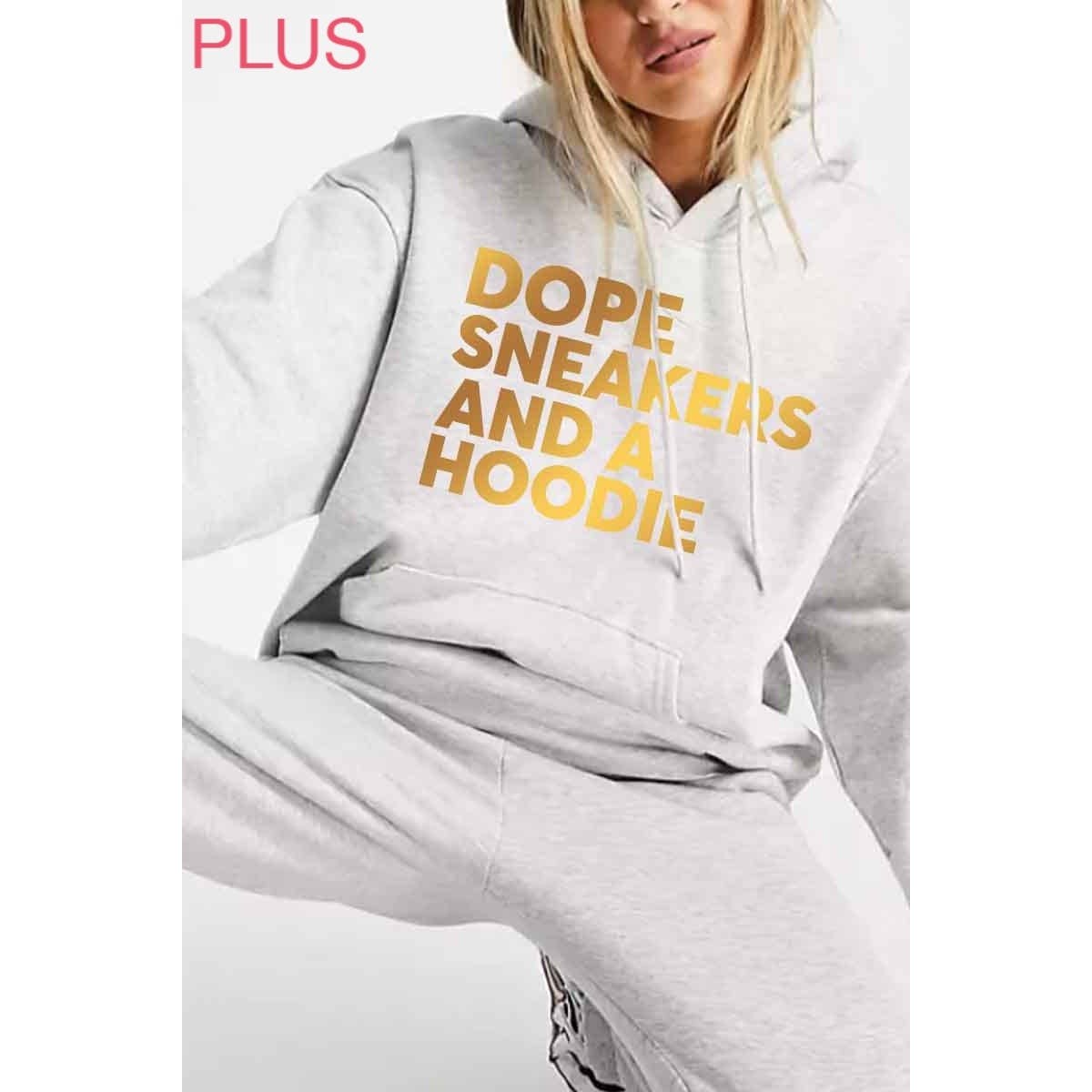 AVAILABLE IN STORE ONLY - DOPE SNEAKERS AND A HOODIE FOIL GRAPHIC WOMEN PLUS HOODIE