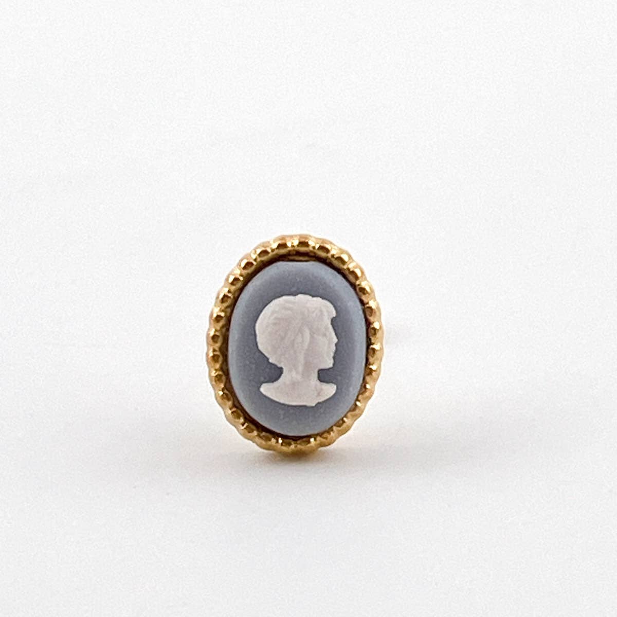 True Vintage Series | Petite Tiny Cameo Stud Earrings, Gold