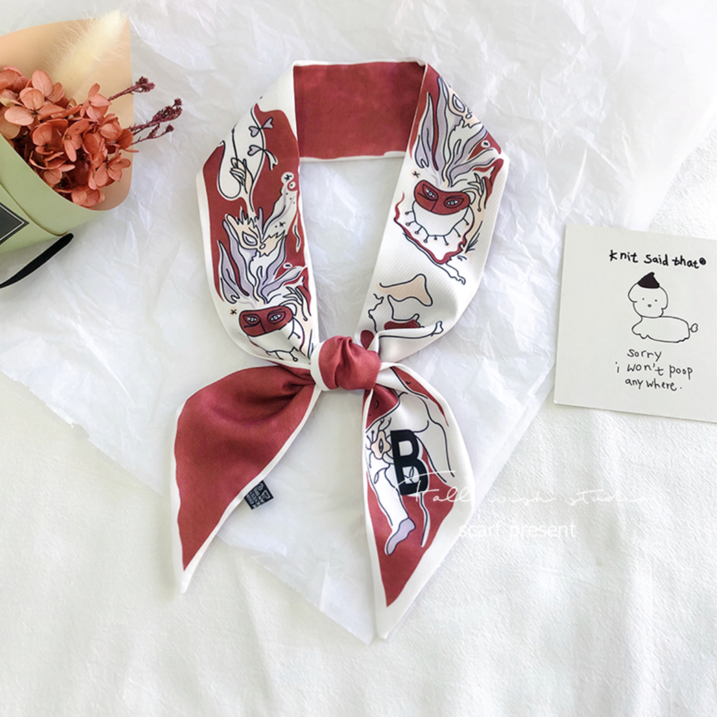 Personalized Initial Ribbon Scarf – Luxury Bag Handle Access