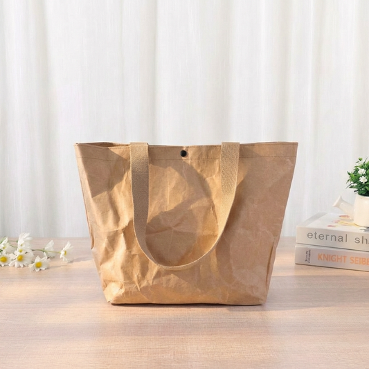 Textural Reusable Waterproof Non-Tear Kraft Paper Tote Bag