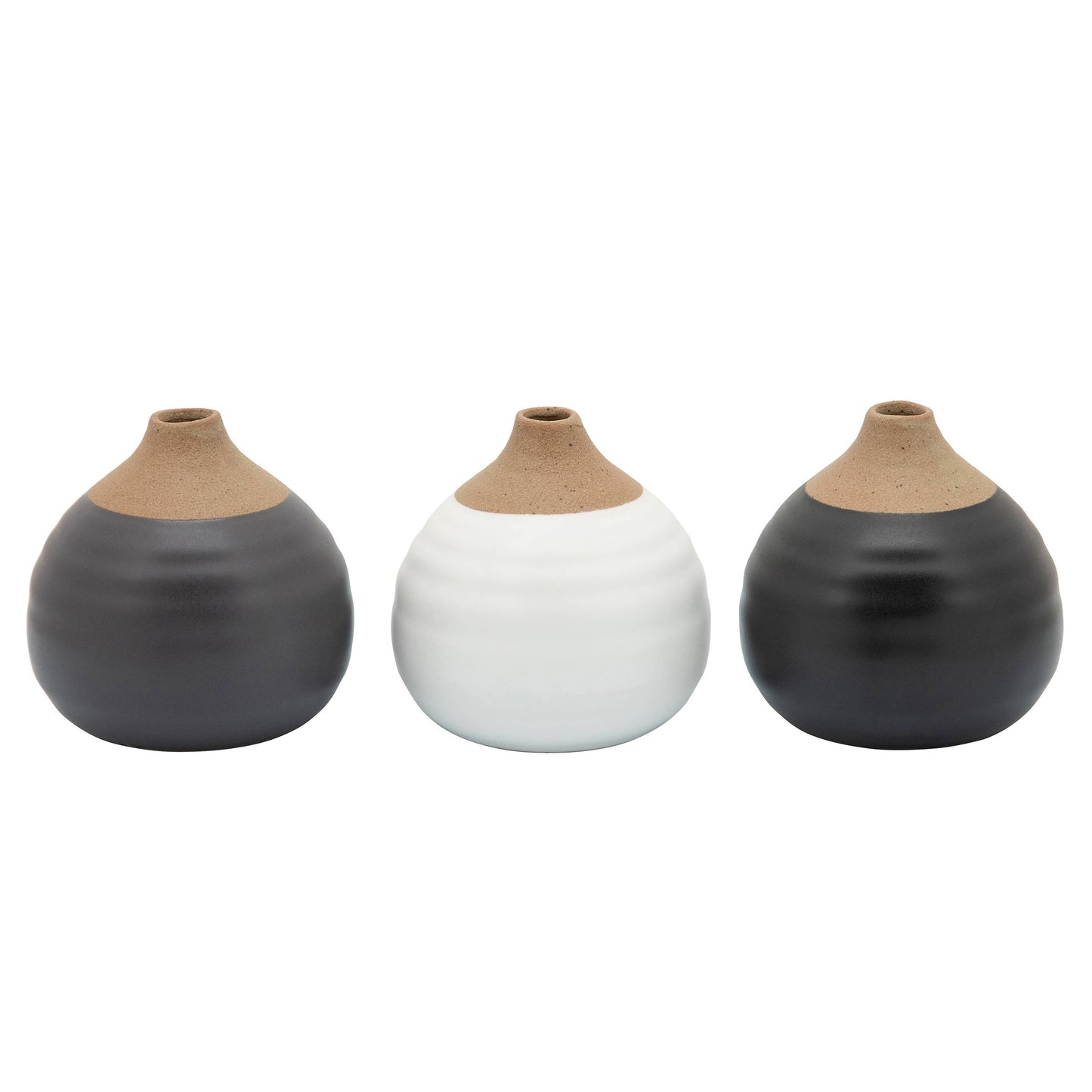 Ceramic Small Matte Bud Vases Set of 3 - White, 4 in.