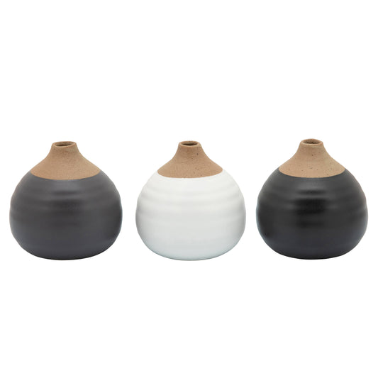 Ceramic Small Matte Bud Vases Set of 3 - White, 4 in.