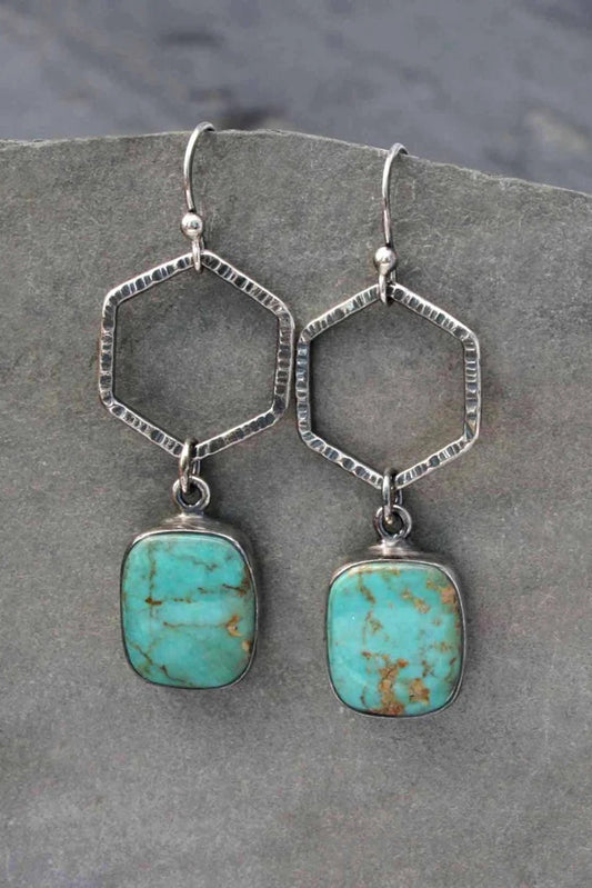 IN STORE ONLY Green Vintage Turquoise Geometric Drop Earrings