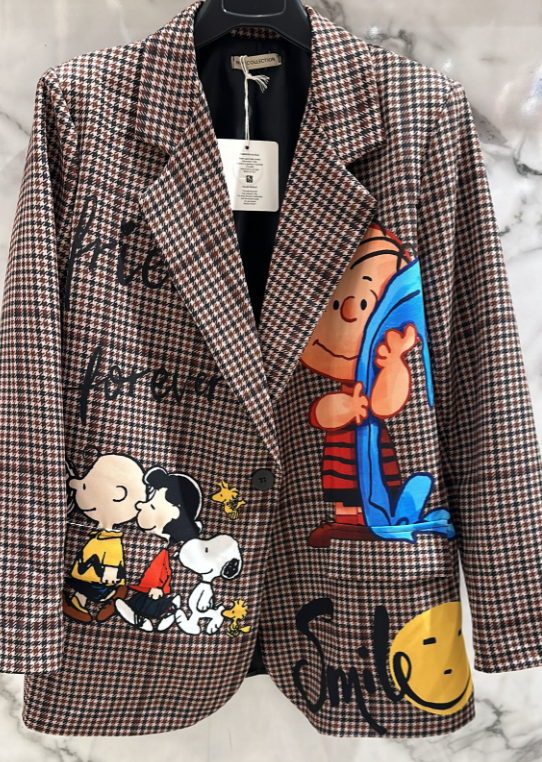 LBLASN One Size Italian Brown " SNOOPY" Print Blazer LOOWIE