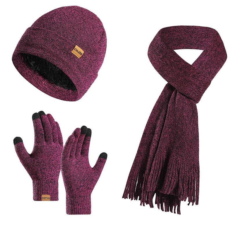Knit Hat Scarf Gloves Set