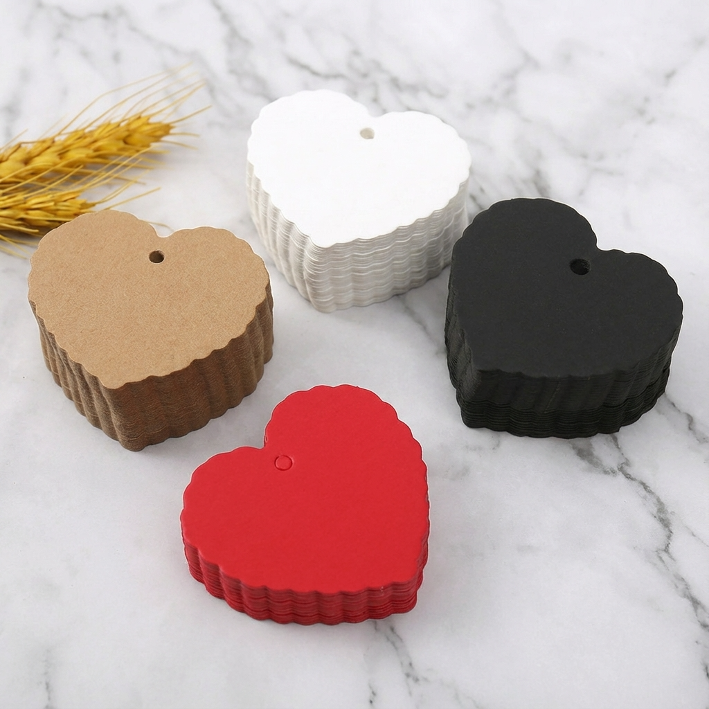 100pc, 2.4x2" Heart Love Blank Kraft Paper Message Gift Tag
