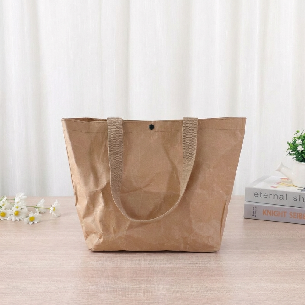 Textural Reusable Waterproof Non-Tear Kraft Paper Tote Bag