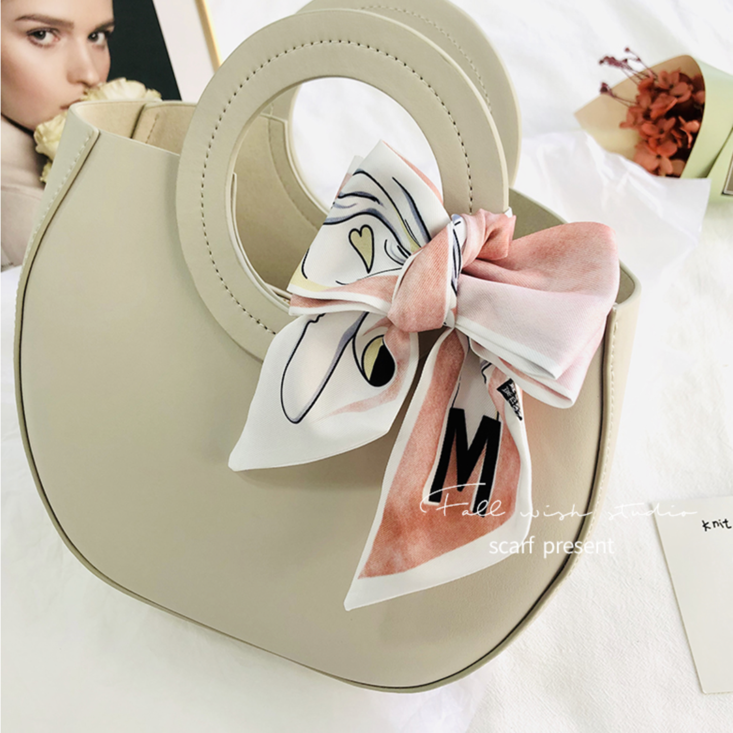 Personalized Initial Ribbon Scarf – Luxury Bag Handle Access