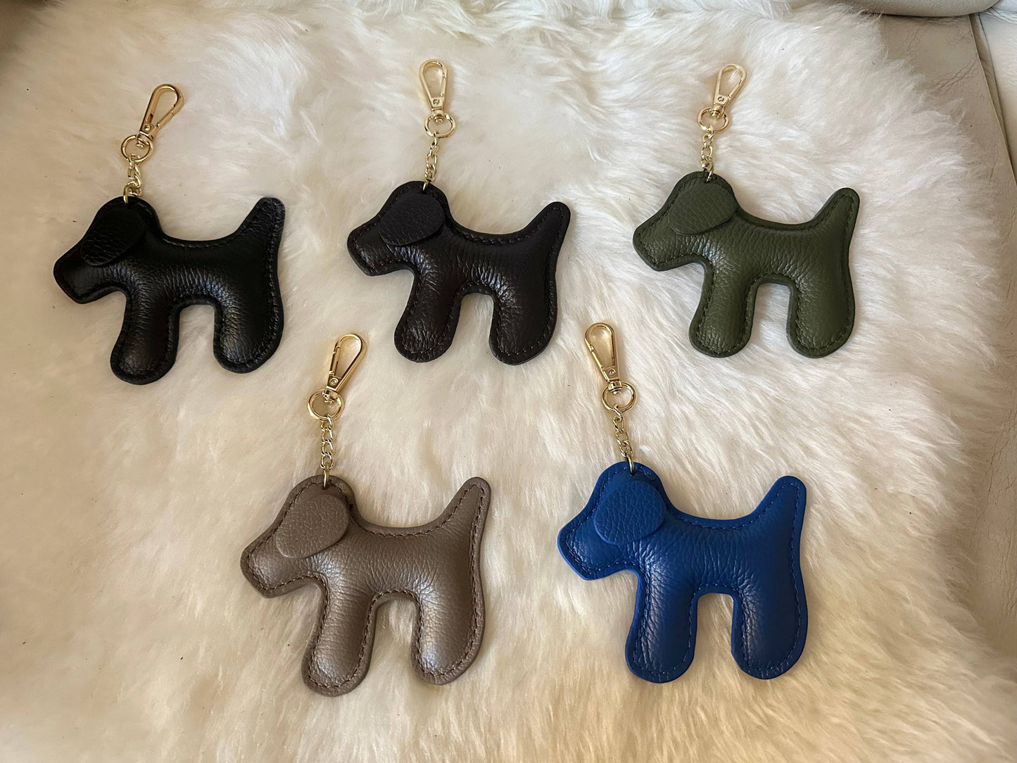 Dog keychain - genuine leather