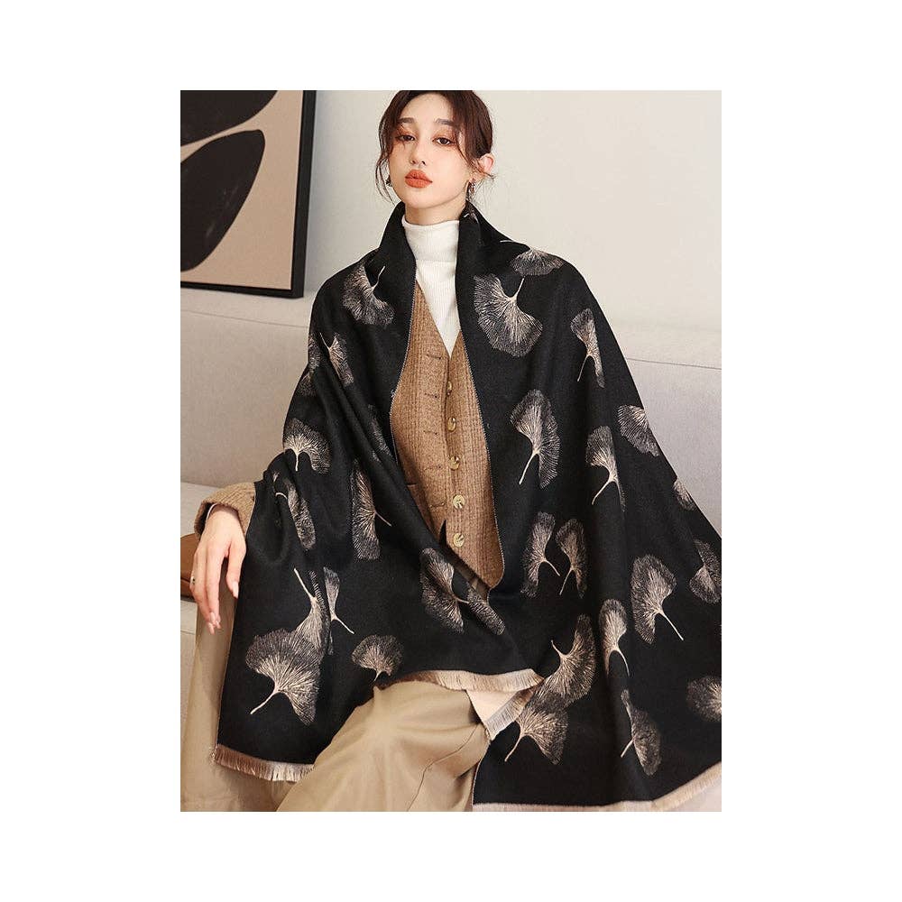 Cozy Tasseled Imitation Cashmere Shawl and Scarf