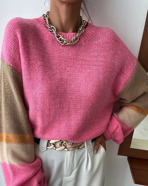 Color block knit sweater