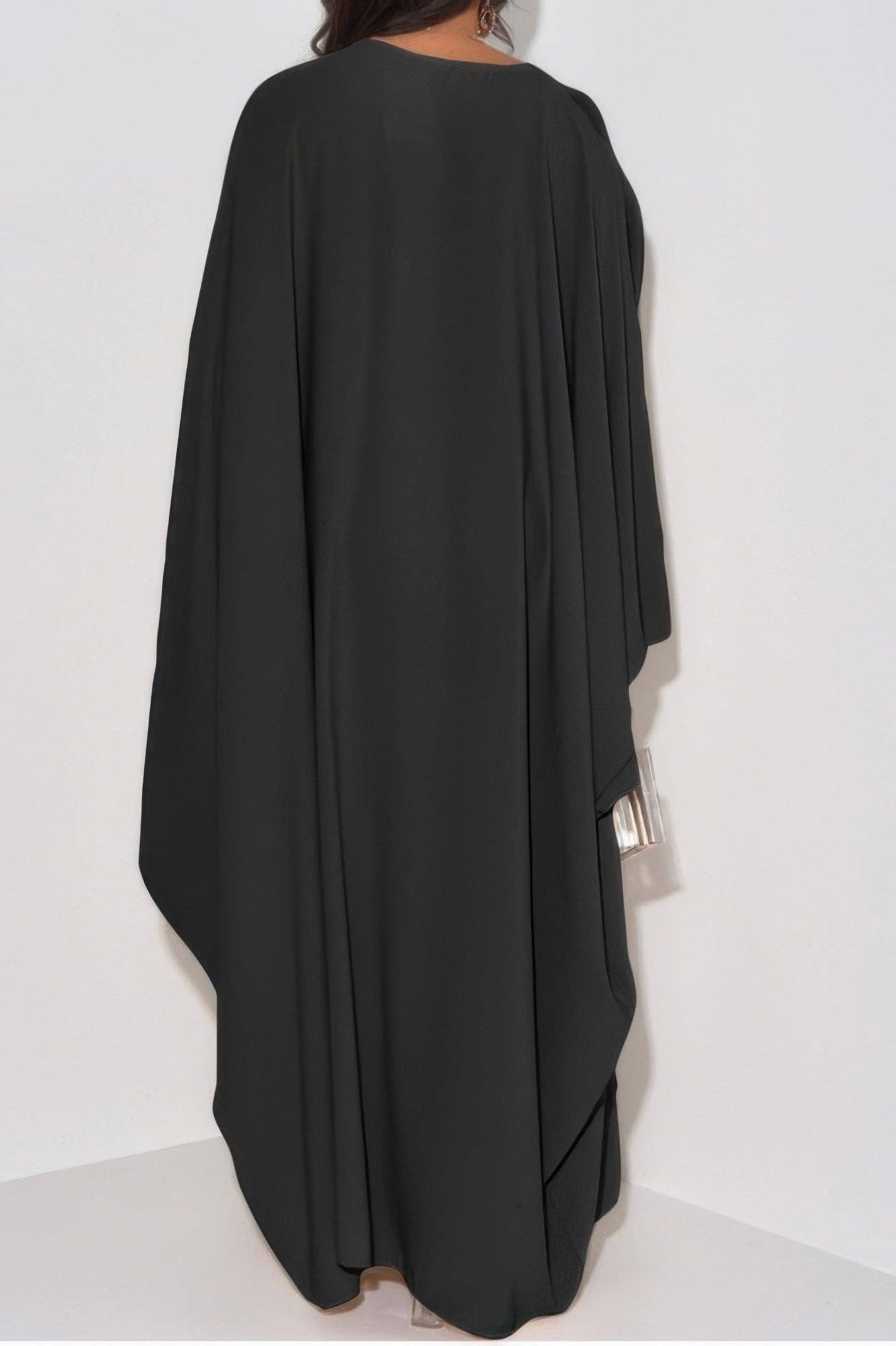 Plain V Neck Loose Fit Shift Maxi Dress