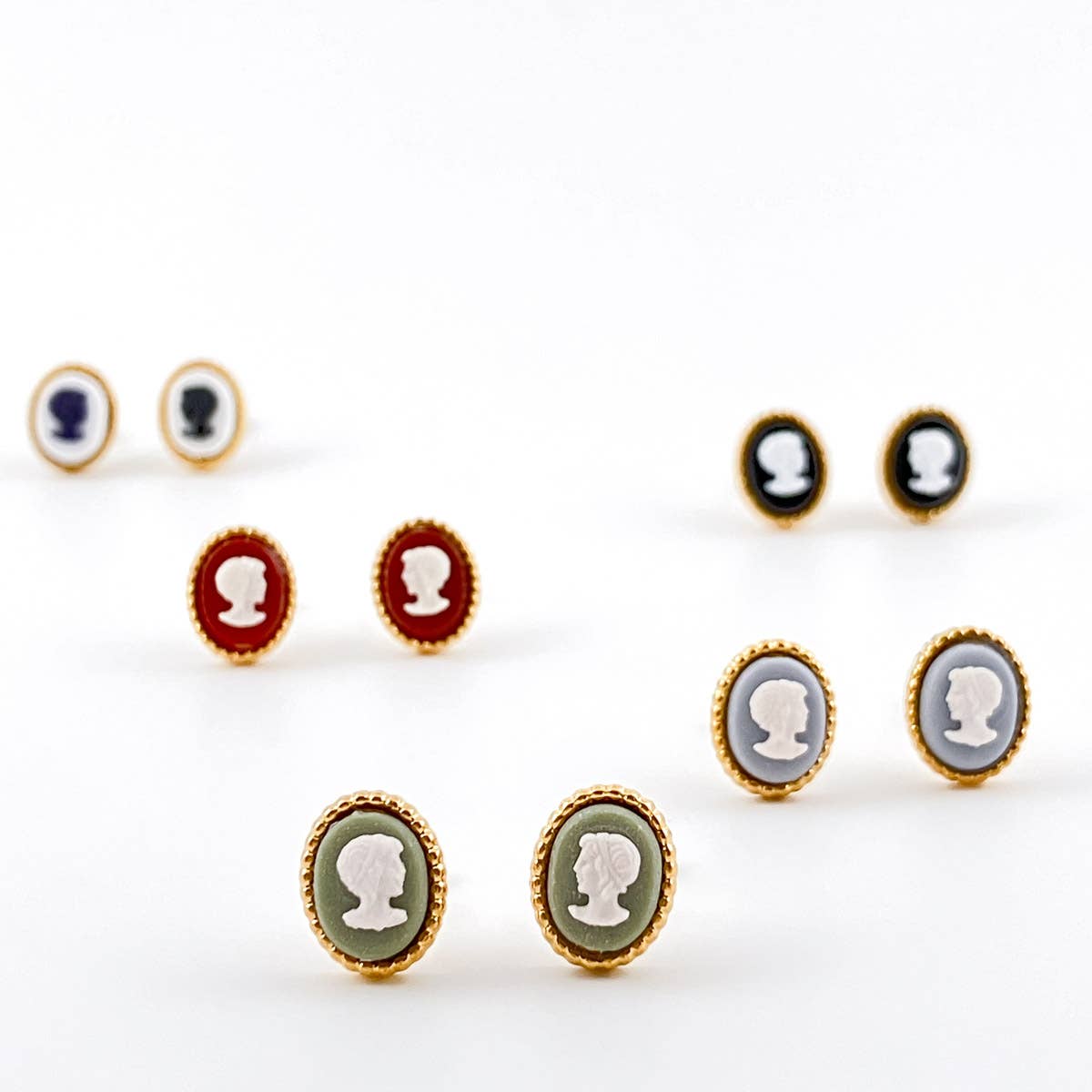 True Vintage Series | Petite Tiny Cameo Stud Earrings, Gold