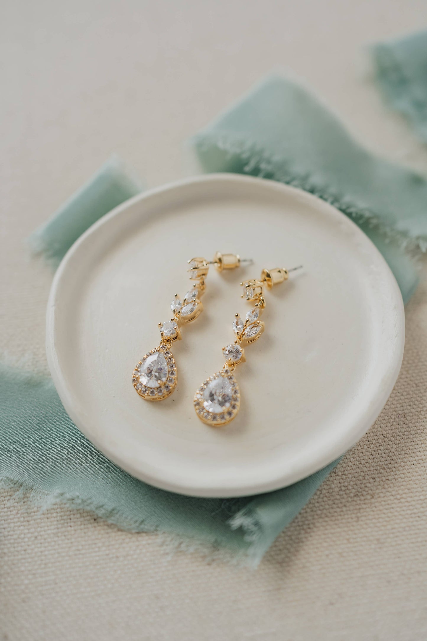 IN STORE ONLY Gold Bridal Swarovski Crystal Drop Earrings