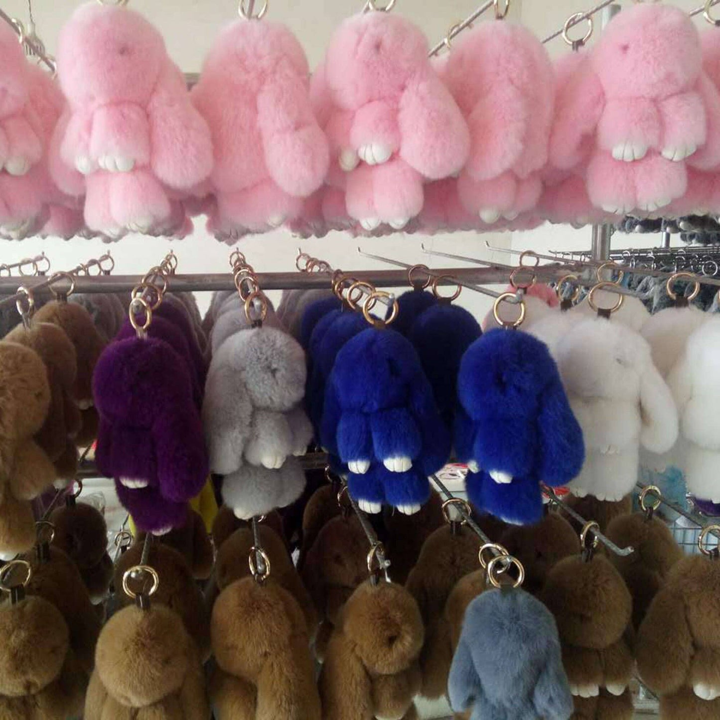 AVAILABLE IN STORE & ON LINE Fur Keychain Pom Bag Charm 14cm Real Rabbit Fur Furry