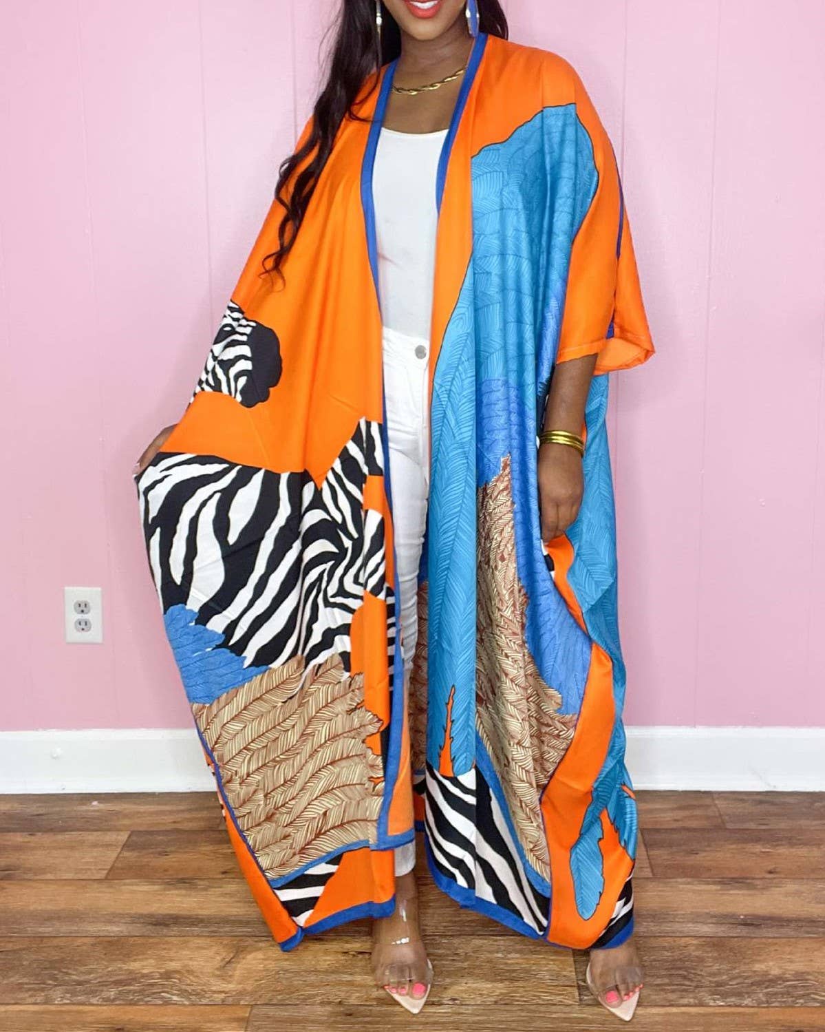 Ethnic Graphic Floral Printed Kimono