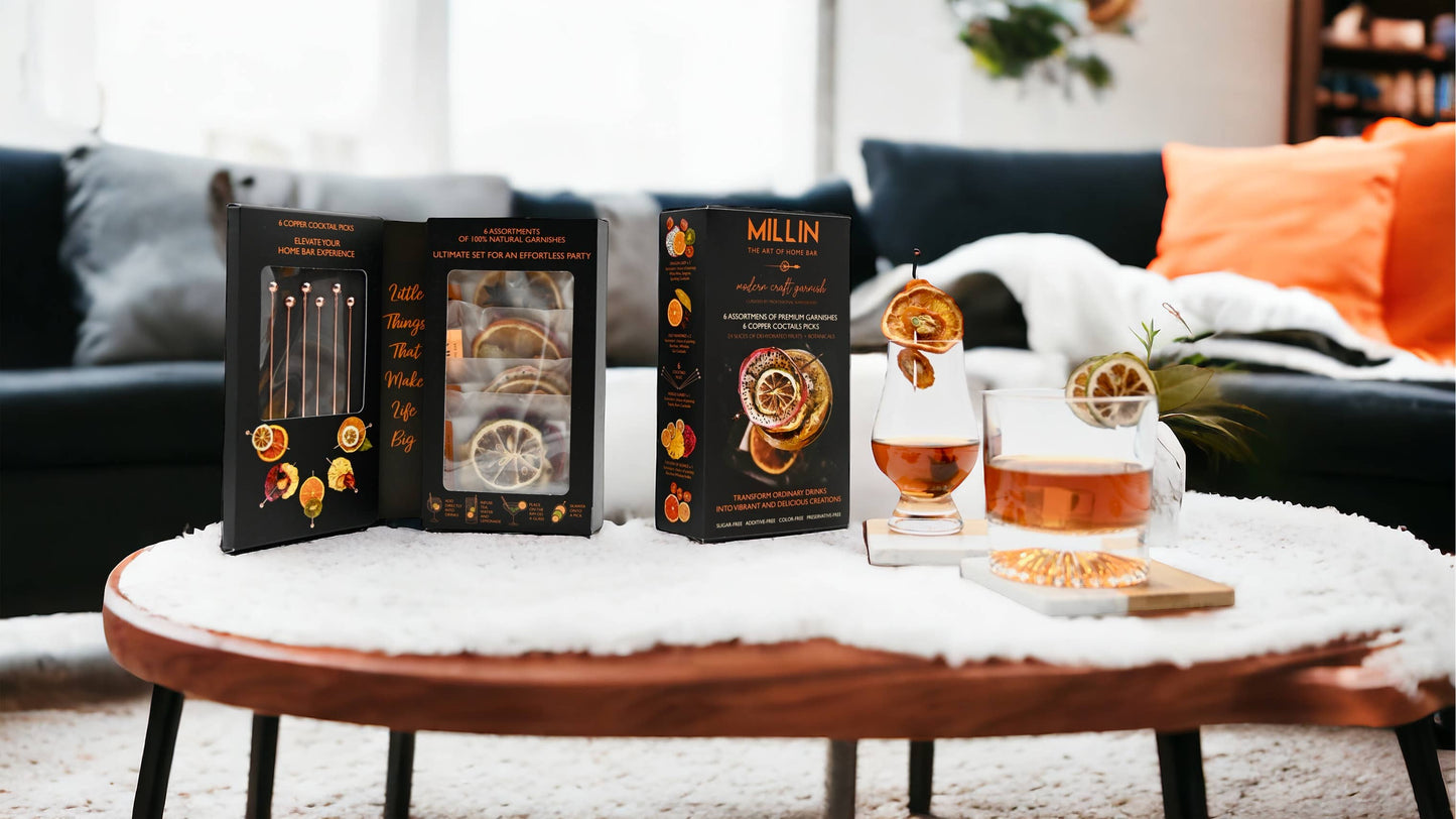 Gourmet Dry Fruit Cocktail Garnish Set with Copper Picks