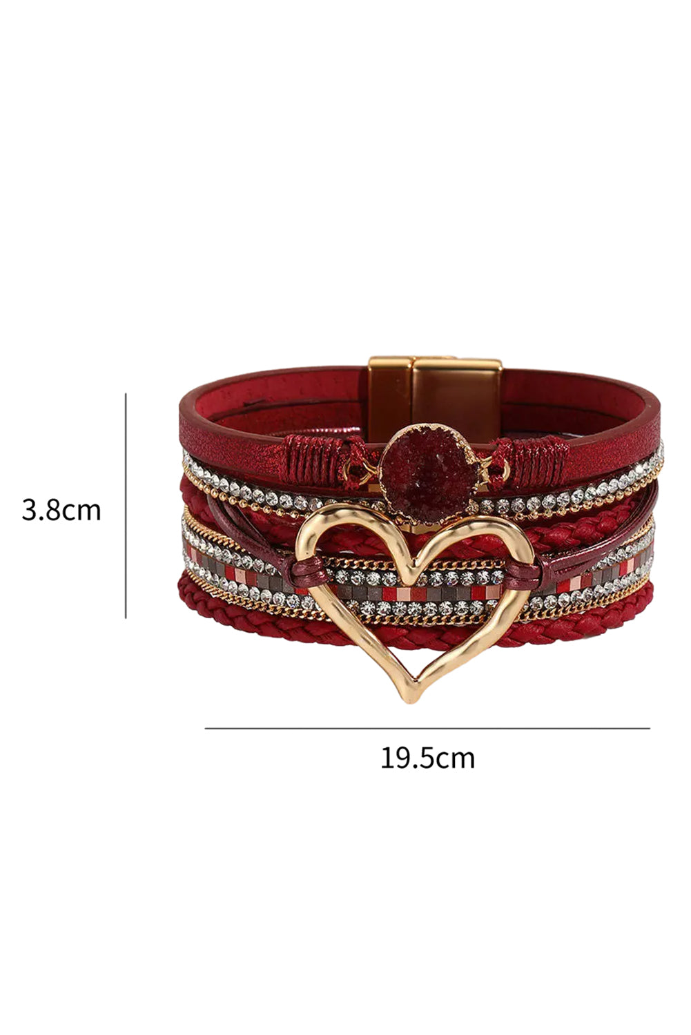 IN STORE ONLY Fiery Red Valentine Rhinestone Heart Layered Bracelet