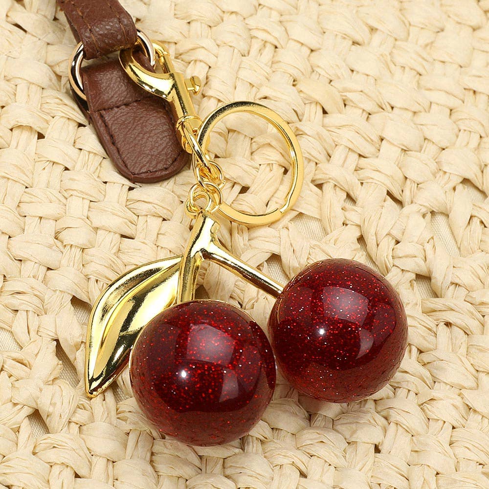Glittered Cherry Keychain / Bag Charm