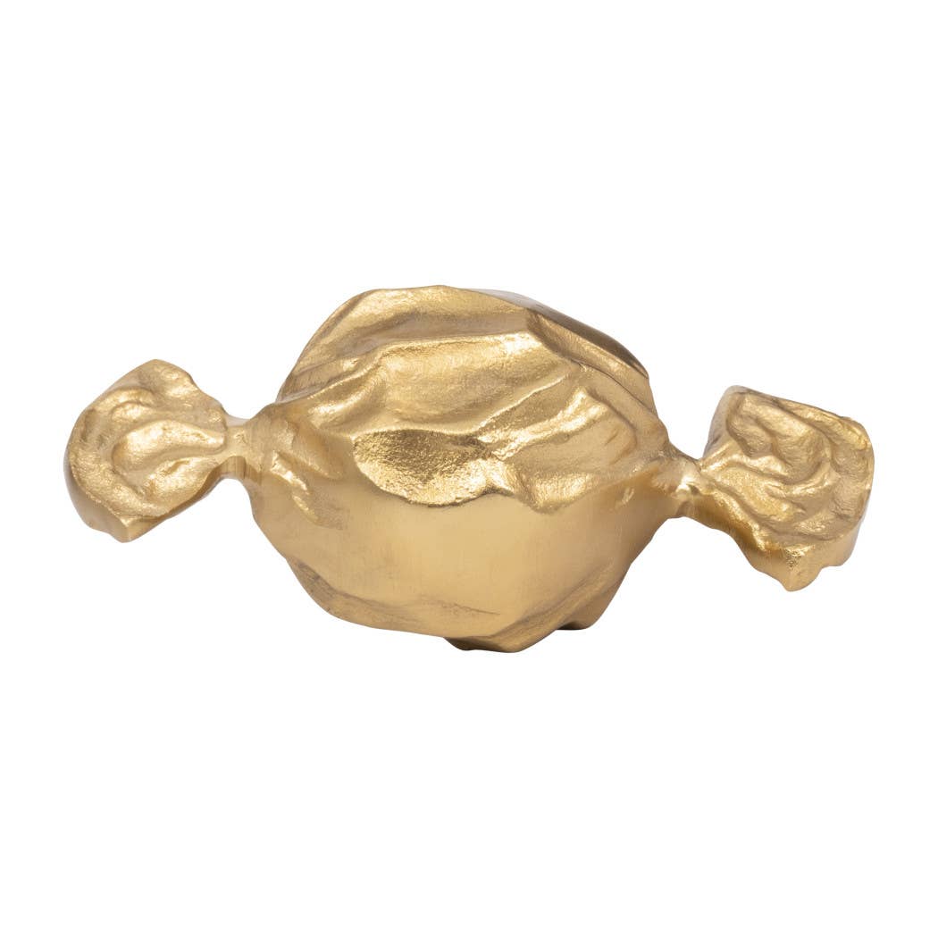 Gold 9 in. Metal Modern Solid Wrapped Candy Figurine