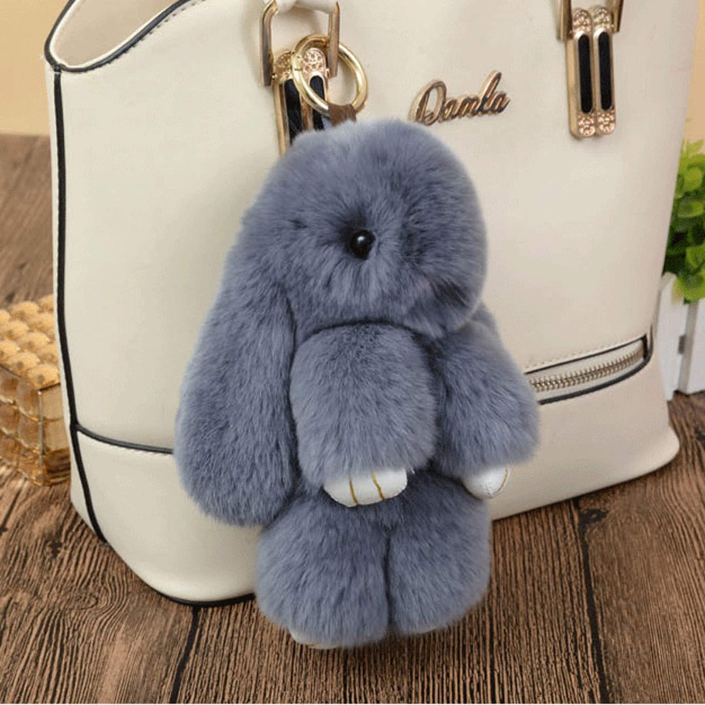 AVAILABLE IN STORE & ON LINE Fur Keychain Pom Bag Charm 14cm Real Rabbit Fur Furry